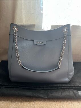 Nine West Light Gray Chain-Handle Shoulder Bag